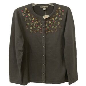 Designers Originals‎ NWT Women's Size Small Black Beaded Long Sleeve Cardigan